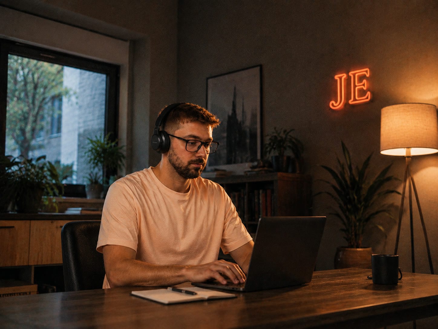 Juan Eloy trabajando en su escritorio